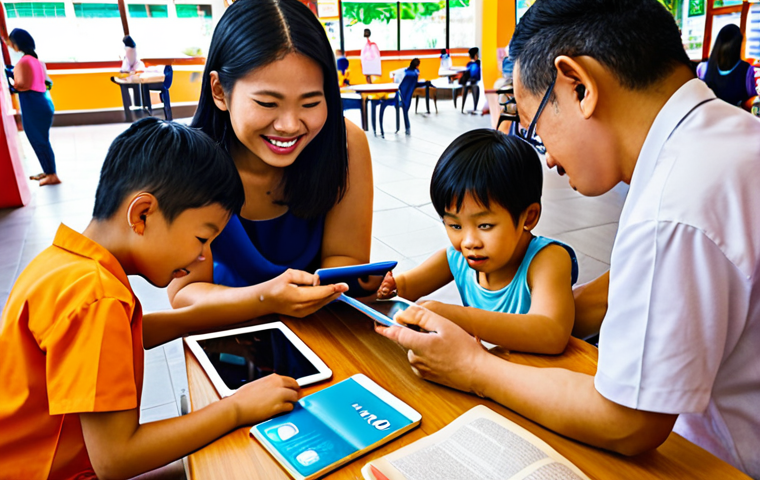 **

Prompt: Lifelong learning in Thailand. A diverse group of Thai people of all ages using tablets, laptops, and books to learn in various settings like a modern co-working space, a traditional Thai temple, and a bustling street market. Focus on the joy and accessibility of learning. Incorporate Thai cultural elements in the background. Style: Modern, vibrant colors.

**