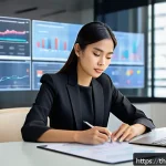 비판적 사고력과 의사결정 과정 - A modern Thai office scene showing a young professional woman thoughtfully analyzing multiple digita...